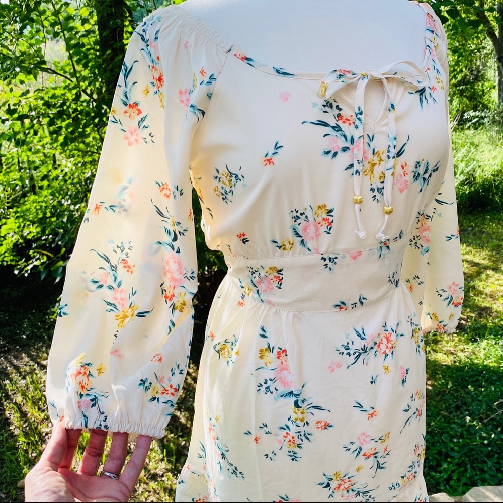 NWT New Glory Ivory Ruffle Floral Mini Dress M